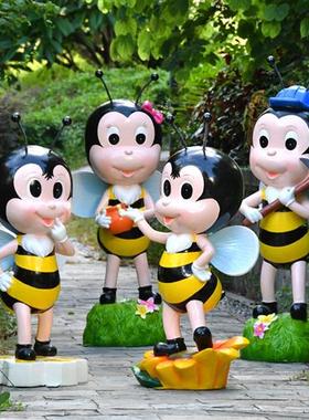 户外幼儿园卡通蜜蜂玻璃钢雕塑仿真动物摆件园林景观庭院花园装饰