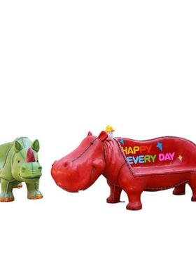 玻璃钢卡通动物座椅雕塑幼儿园坐凳摆件商场休息区公园小区长椅