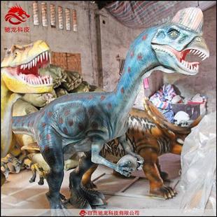 仿真迅猛龙盗龙玻璃钢树脂雕塑大型互动感应动态机器恐龙模型定制