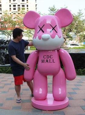 暴力熊积木熊公仔网红店门口酒吧装饰落地大摆件玻璃钢雕塑定制