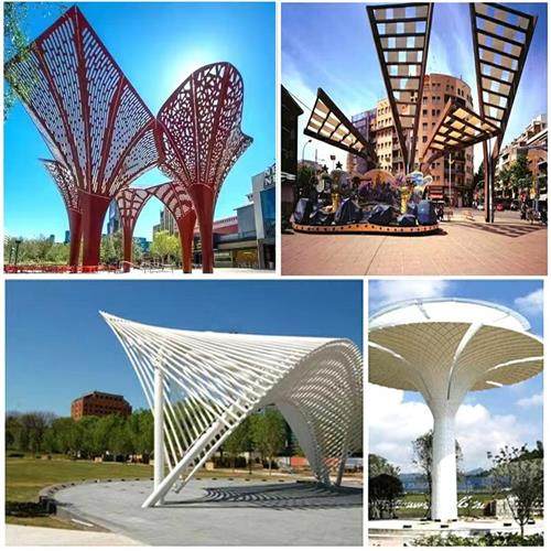 大型不锈钢结构廊架定制铁艺异形户外广场小区长廊创意树形雕塑