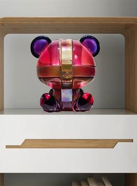 拼装色小熊雕塑透明树脂网红卡通摆件现代彩色水晶铂晶装饰品定制