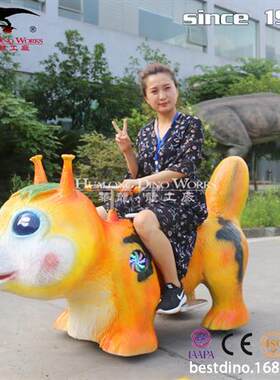 公园商场儿童娱乐亲子互动仿真坐骑卡通动物小车可爱松鼠模型小车