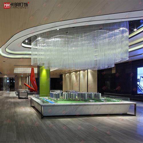 售楼大厅水晶吊灯定做酒店工程灯非标异形会所灯办公大厅梅花管灯