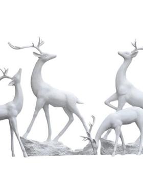 大型仿真登山梅花鹿玻璃钢雕塑户外公园林景观房地产抽象白鹿摆件