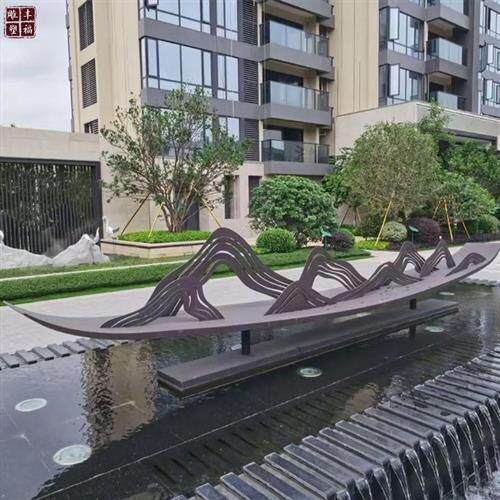 安装户外地产不锈钢水景雕塑景观售楼部广场公园浪花不锈钢雕塑