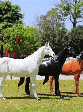 大型户外仿真动物白马玻璃钢雕塑模型摆件小区公园林景观落地装饰