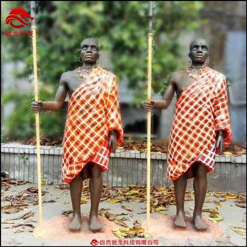 印第安人玻璃钢雕塑模型美陈道具定制制作树脂景观雕塑定做