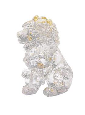 新中式装饰品摆件客厅玄关摆设样板房醒狮透明雕塑工艺品酒店软装