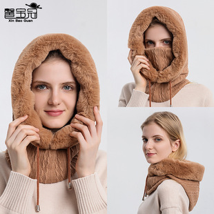 women winter neck warmer hats 防寒滑雪帽脖面罩一体防寒套头帽