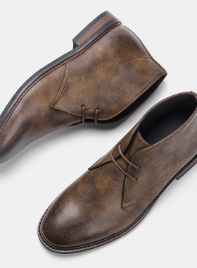 Big size Men Casual leather shoes ankle boots复古大码男皮鞋