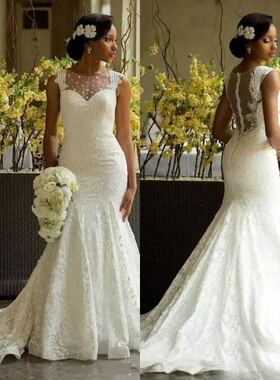 African Wedding Dresses Appliques Bridal Gowns Plus Size