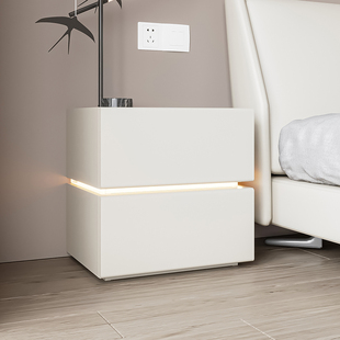 无甲醛钢制免安装床头柜2025新款家用卧室简约轻奢带灯智能床边柜