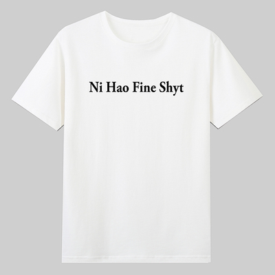 你好创意ni hao fine shyt夏季新款短袖t恤宽松休闲纯棉男女情侣