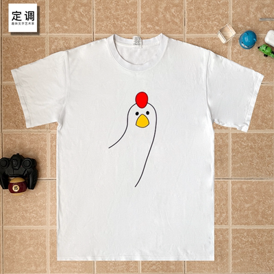 叮咚鸡趣味卡通衣服小众设计感夏季宽松纯棉男女童可爱纯棉短袖T