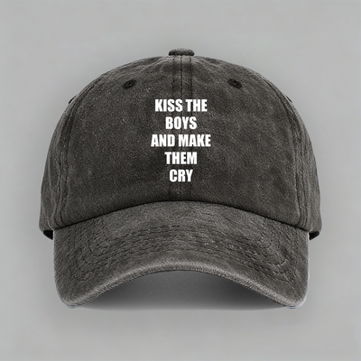 kiss the boys and make them cry 趣味搞笑字母棒球鸭舌帽子防晒