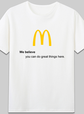 麦门信徒麦当劳McDonald we believe潮设计纯棉短袖休闲圆领t恤男