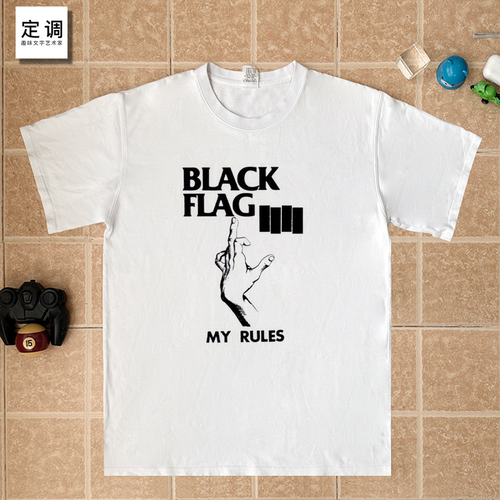 black flag my rules黑旗乐队菅田将晖苏打同款日本朋克摇滚T恤