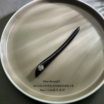 有12至18厘米可选 盘发玫瑰木簪步摇发饰现代简约簪子黑檀木发簪