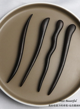 短款！ 可盘发原创木簪汉服簪子女礼物黑檀木发簪发饰