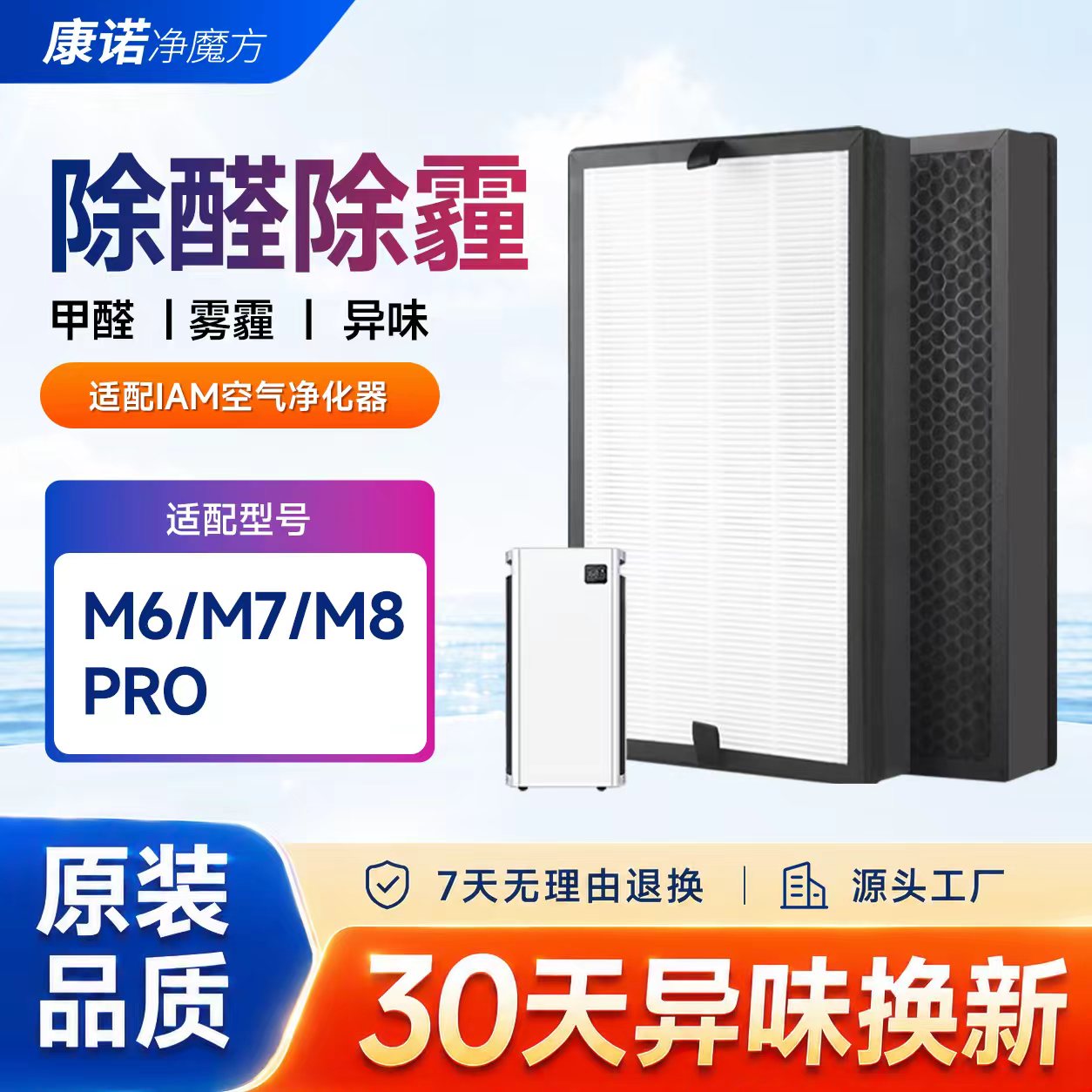 适配IAM空气净化滤芯KJ800-M8/M6
