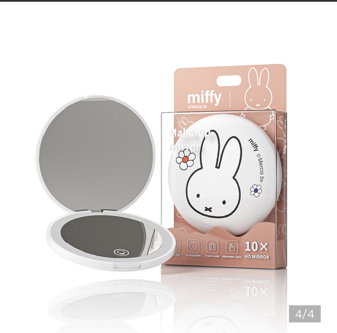 miffy米菲便携化妆镜随身携带LED灯补妆可折叠手持镜子led补妆镜
