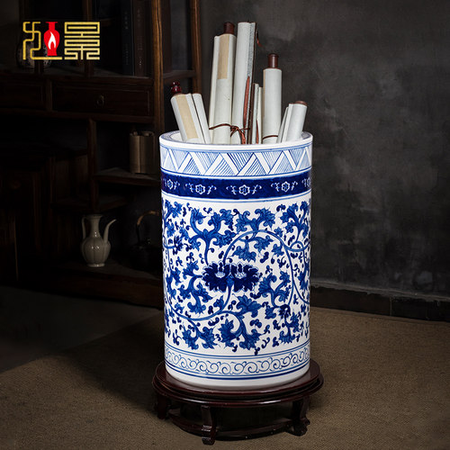 旭景陶瓷景德镇书画缸卷轴缸摆件