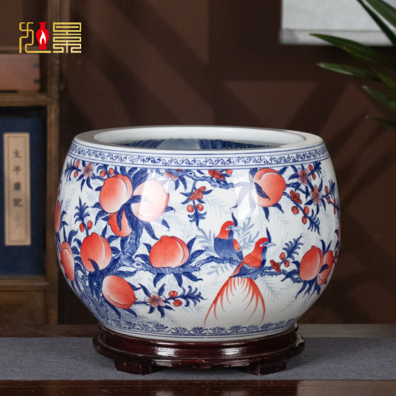 景德镇陶瓷器聚宝盆鱼缸花盆睡莲缸碗莲盆荷水洗客厅书房装饰摆件