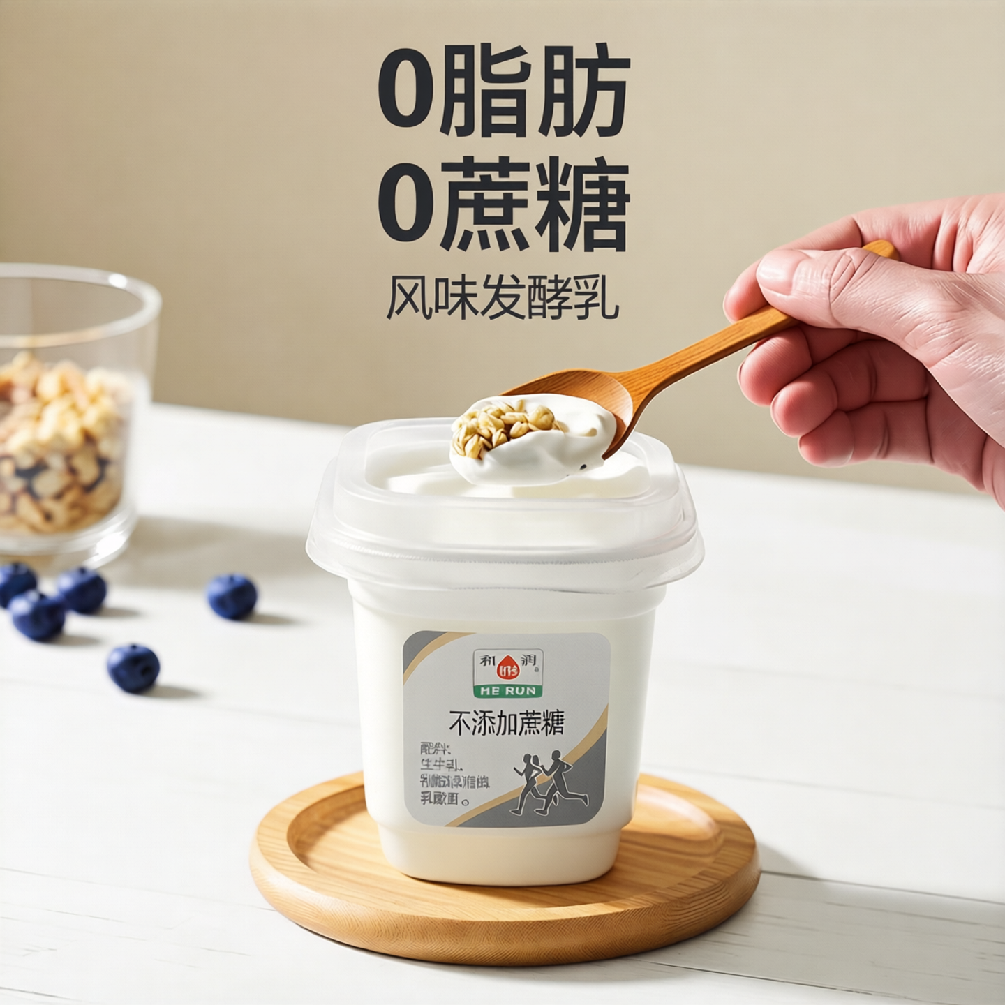 和润0脂肪0蔗糖/果味酸奶 脱脂低温无蔗糖儿童酸奶早餐奶200g