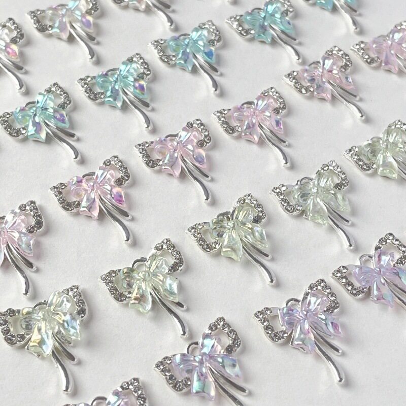 甜美百搭幻彩ins蝴蝶结吊坠diy手链项链耳环挂件串珠饰品材料