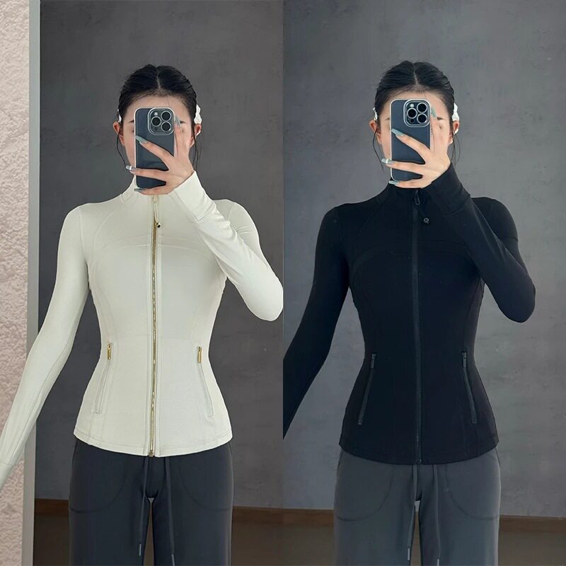 藏青色修身防风立领运动瑜伽服外套女夏季2025新款透气上衣