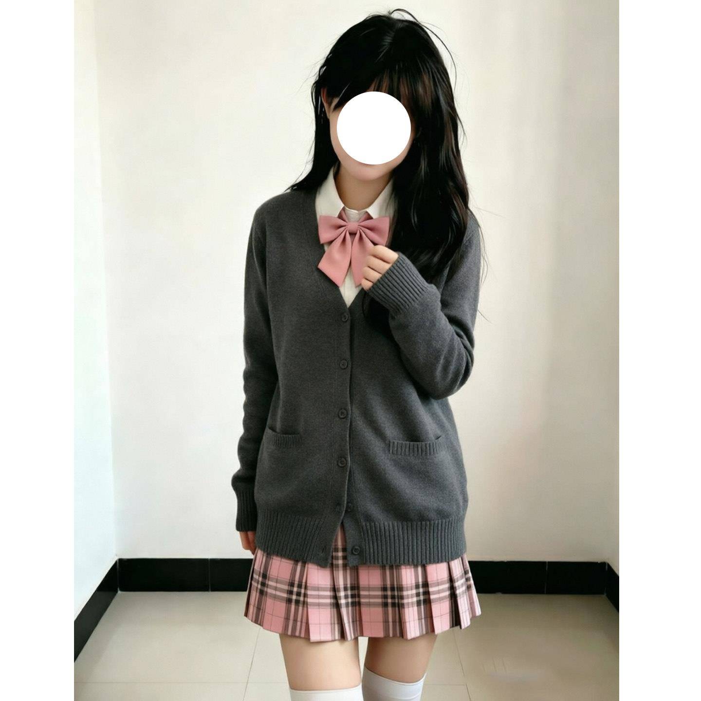 风女纯软妹针织衫学秋冬毛衣开衫宽风松纯院色JK制服学院KNC校服