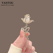 猫眼石郁金香胸针高档女奢华气质大衣胸花精致西装 毛衣别针配饰品