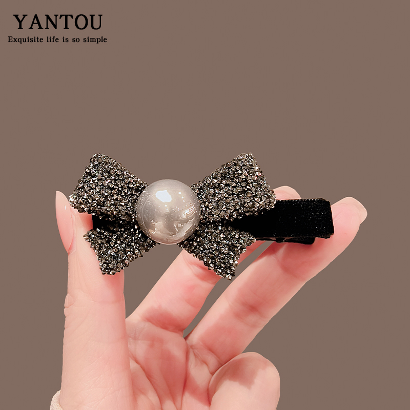 韩国同款精致星星满钻小号发夹闪亮甜美蝴蝶结边夹鸭嘴夹刘海发卡