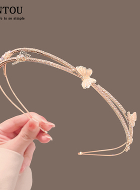 高级设计感蝴蝶发卡发箍森系法式双层头箍仙女百搭外出压发头饰品
