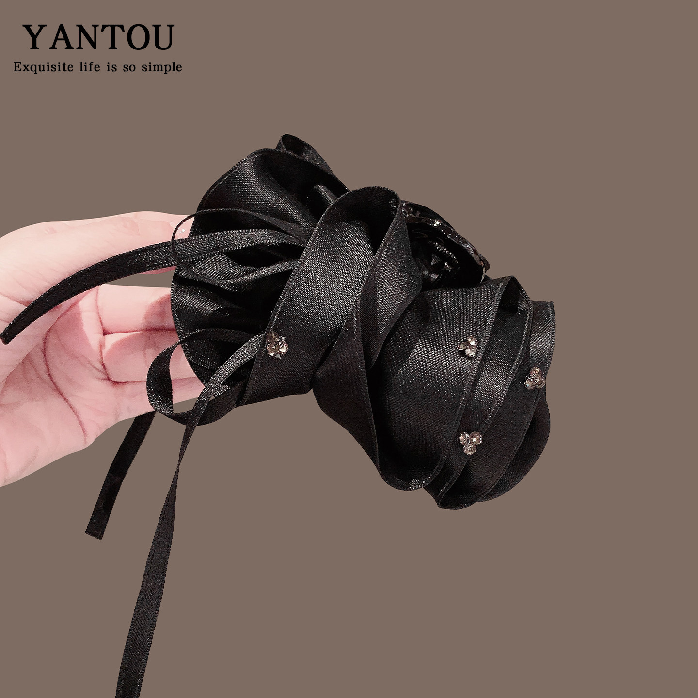 韩系飘带蝴蝶结花苞发夹女2025新款高马尾鲨鱼夹温柔百搭竖夹发卡,饰品/流行首饰/时尚饰品新,发饰,淘宝优惠券,粉丝福利购,淘宝优惠卷