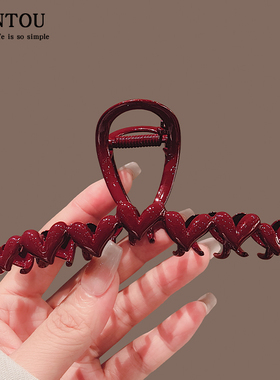 抓夹女2024安可拉红高级感简约夹子头饰发夹后脑勺鲨鱼夹ins发饰