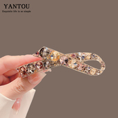 超闪飘带发夹边夹香槟色个性 精致少女发饰轻奢高级时尚 潮流顶夹