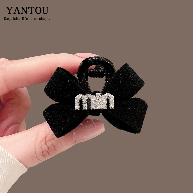 公主头八字刘海丝绒蝴蝶结抓夹小号夹子头饰前额碎发夹侧边边夹女