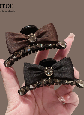 韩版水钻蝴蝶结抓夹女2025新款高端发夹后脑勺半扎发夹子头饰发卡