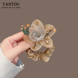 2024新款 网纱头花大肠发圈高级感头绳女扎头发绳皮筋花朵头饰夏季