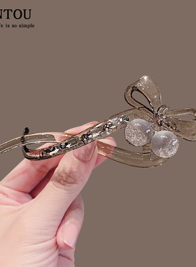 精致时尚水晶樱桃发夹女后脑勺一字夹后脑勺高级感盘发扭扭夹发卡