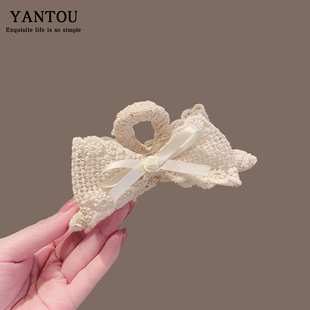 韓系時尚 氣質(zhì)飄蝴蝶結(jié)蕾絲后腦勺鯊魚夾發(fā)卡抓夾 超仙發(fā)夾2025新款