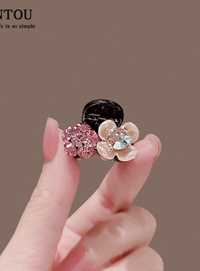 春夏粉色花朵珍珠小抓夹气质超仙前额碎发刘海夹时尚百搭半扎发夹