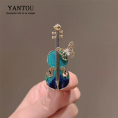 胸花韩国别针 气质外套开衫 高档时尚 珐琅彩小提琴胸针女韩国个性