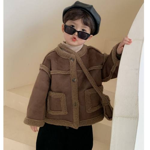 男童外套冬季羊羔绒皮毛一体