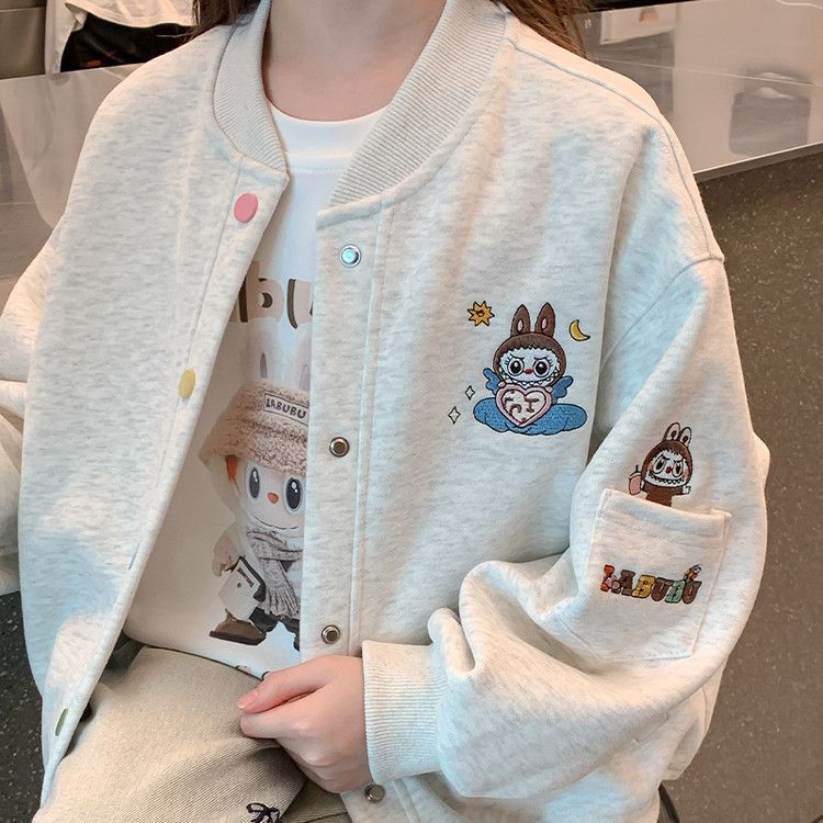 女童可爱小狗刺绣棒球外套图片