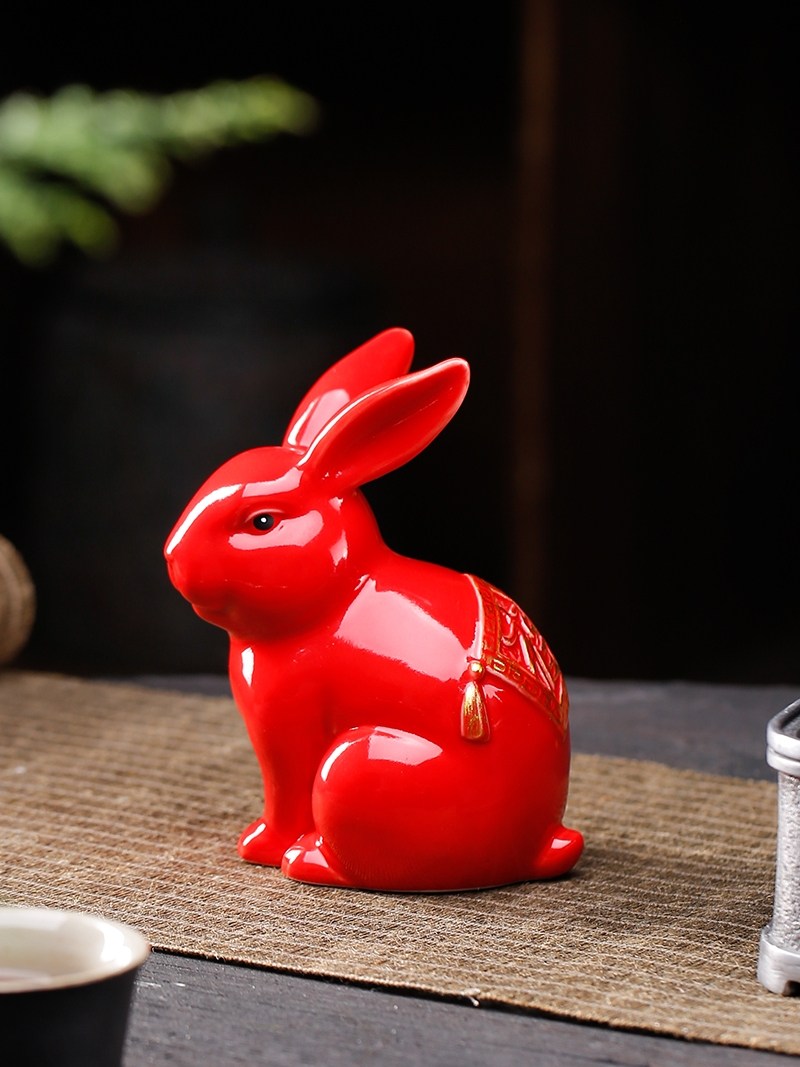 陶瓷十二生肖兔摆件招财可爱小白兔玉兔家居桌面装饰品兔年吉祥物,家居饰品,装饰摆件,淘宝优惠券,粉丝福利购,淘宝优惠卷