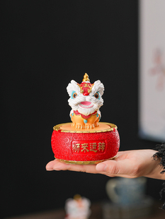 高级感个性烟灰缸送男生礼物国潮醒狮舞狮摆件时来运转礼品工艺品