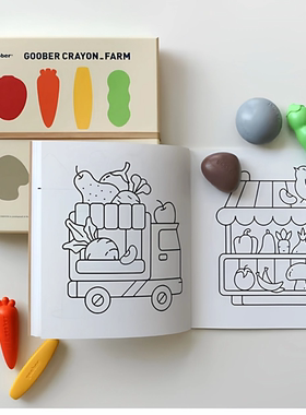 韩国goober彩色蜡笔不脏手带画册可擦除的彩色蜡笔